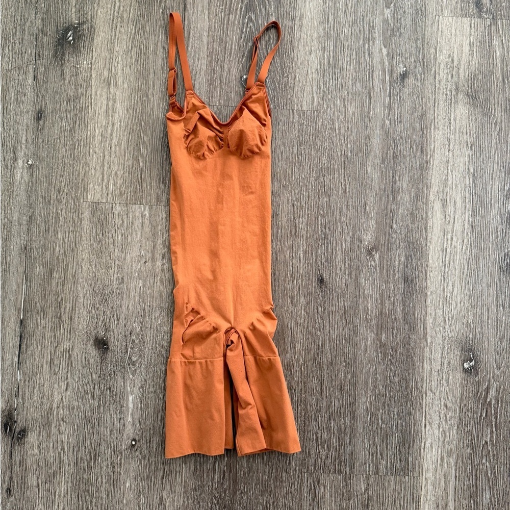 Rust Orange Spaghetti Strap Midi Dress